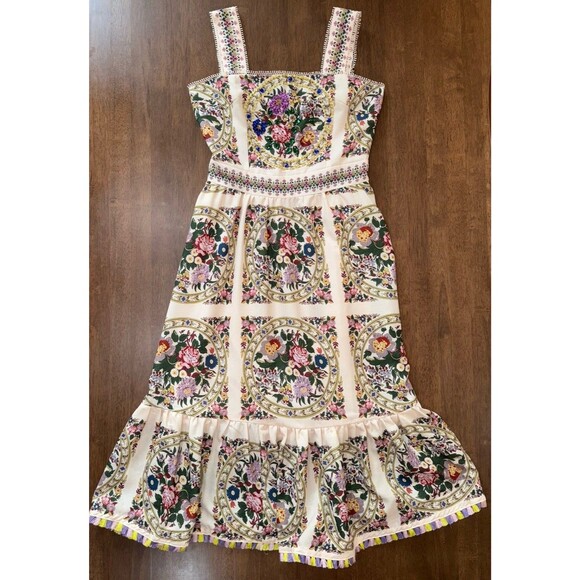 Boho Floral Embellished Midi Sundress Festival Garden Party a real statement M - Picture 13 of 13